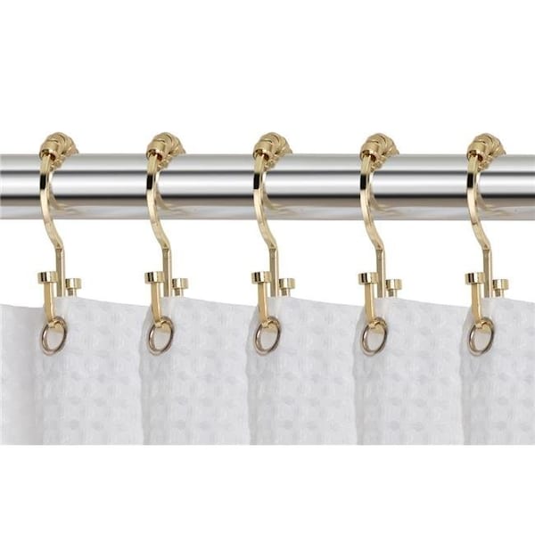 Utopia Alley Utopia Alley HK1GD Deco Flat Double Roller Shower Curtain Hooks; Gold - Set of 12 HK1GD - main